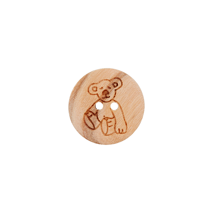 Wood two-hole button Teddy 15mm brown