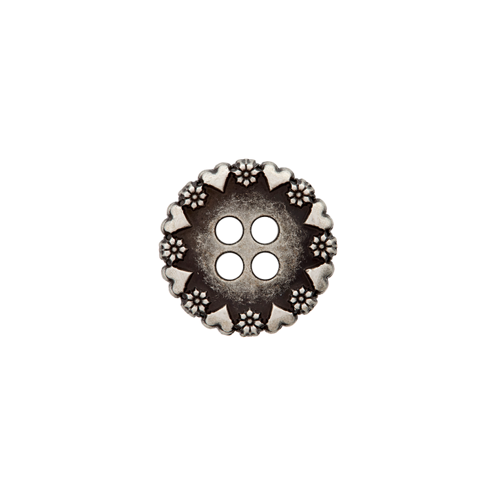 Metal button 4-holes, Hearts, Traditional dress