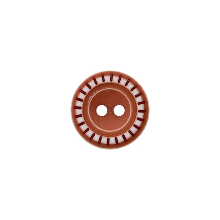 Polyester button 2-holes, Shirt, 14mm, medium brown