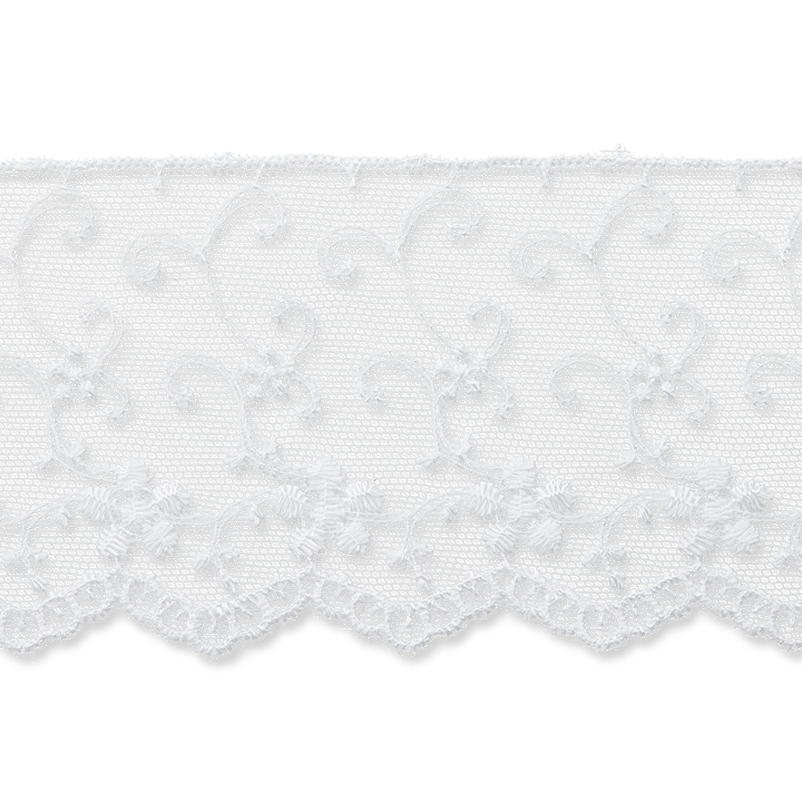 Embroidered tulle 70mm white