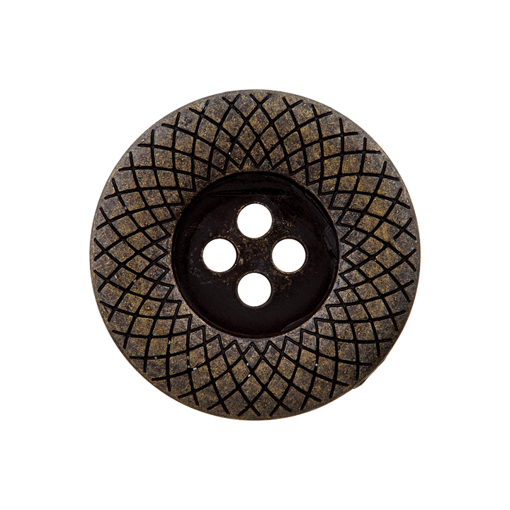 Пуговица металлическая, с 4 отверстиями, узорная кромка, 23мм, цвет состаренной латуни