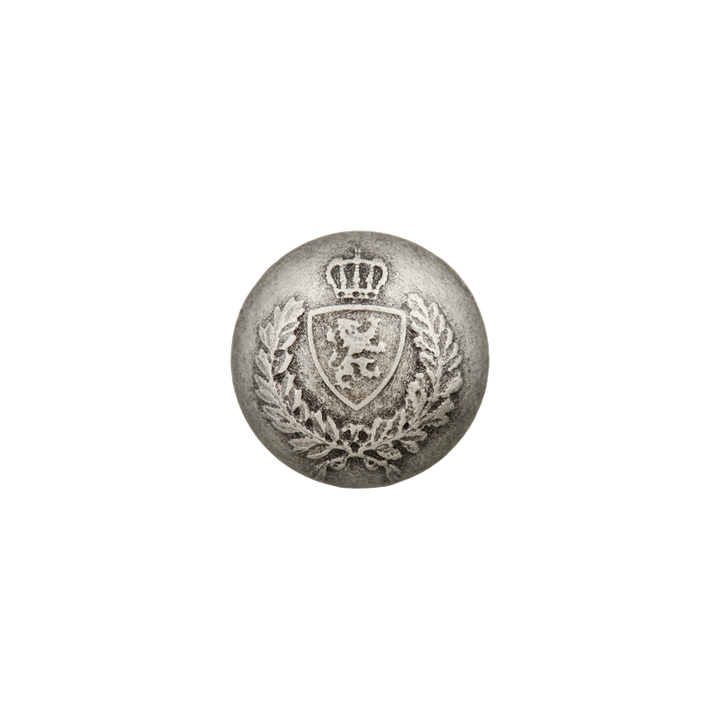 Metal coat of arms button, 12mm, antique silver