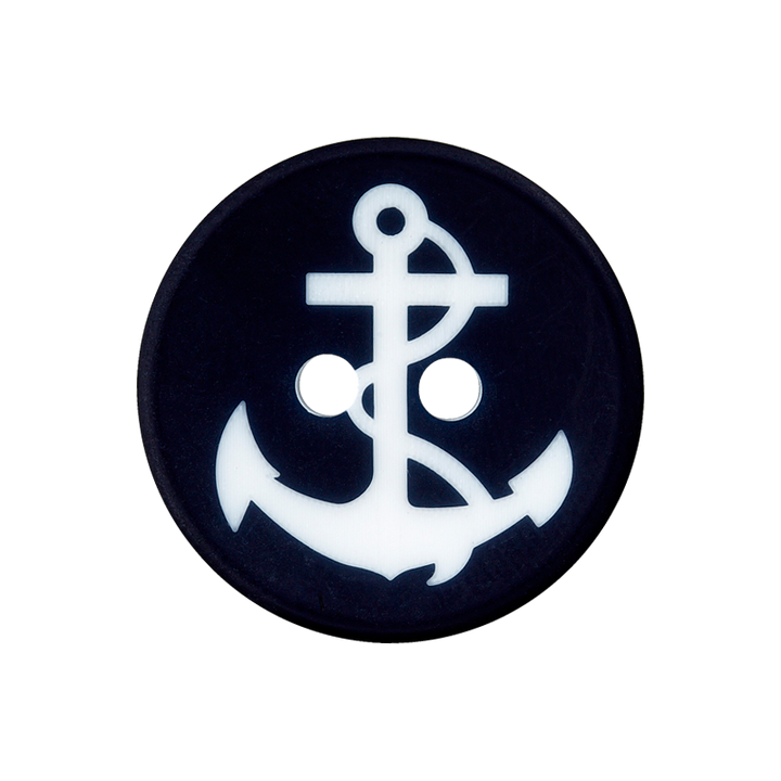 Polyester button Anchor 20mm blue