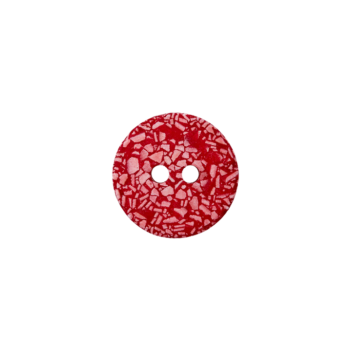 Eggshell/polyester button 2-holes, recycled, 15mm, dark red