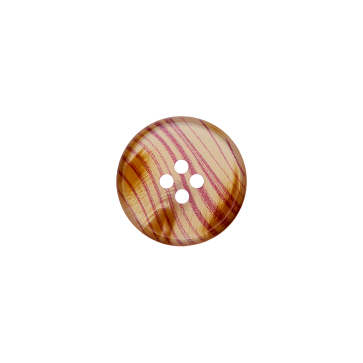 Пуговица из полиэстера, с 4 отверстиями, «Полоски», 15мм, фиолетовый цвет