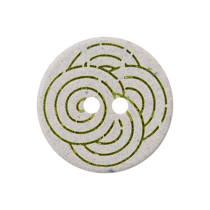 Hemp/polyester button 2-holes, recycled, 20mm, medium green