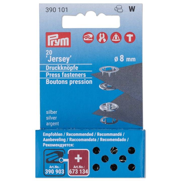 Recharge boutons pression Jersey, anneau, 8 mm, argent