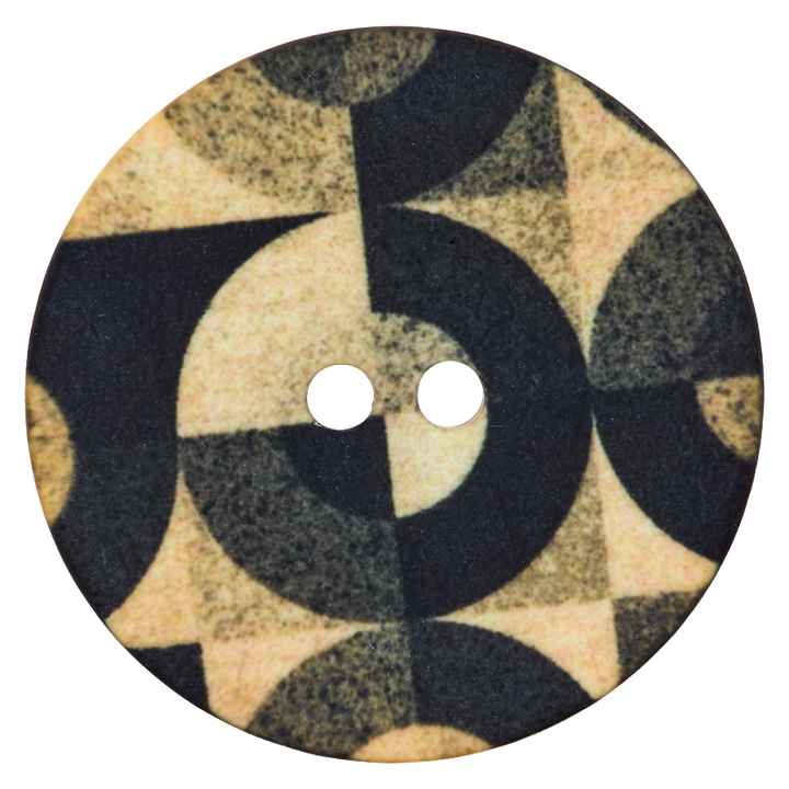Polyesterknopf 2-Loch, Kreis, 28mm, schwarz