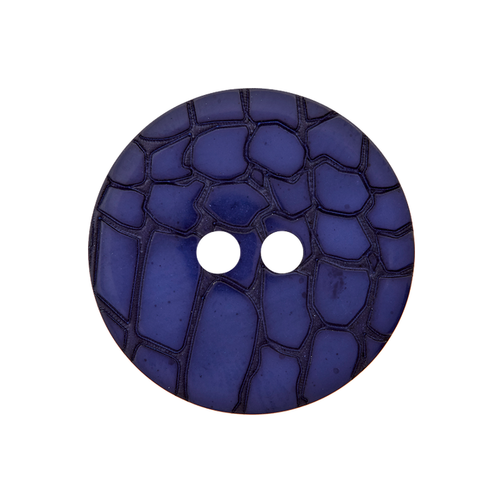 Polyesterknopf 2-Loch, Schlangenoptik, 20mm, blau