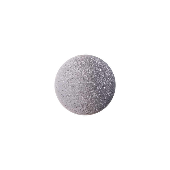 Polyester button shank, Glitter, 12mm, medium grey