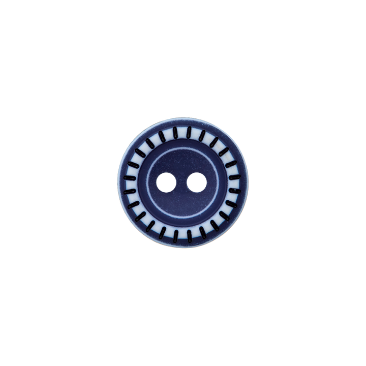 Polyesterknopf 2-Loch, Bluse, 11mm, blau