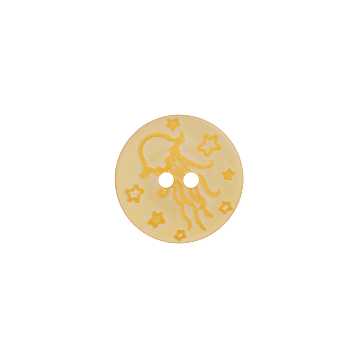 Пуговица из полиэстера, с 2 отверстиями, 18мм, Медуза, желтый цвет
