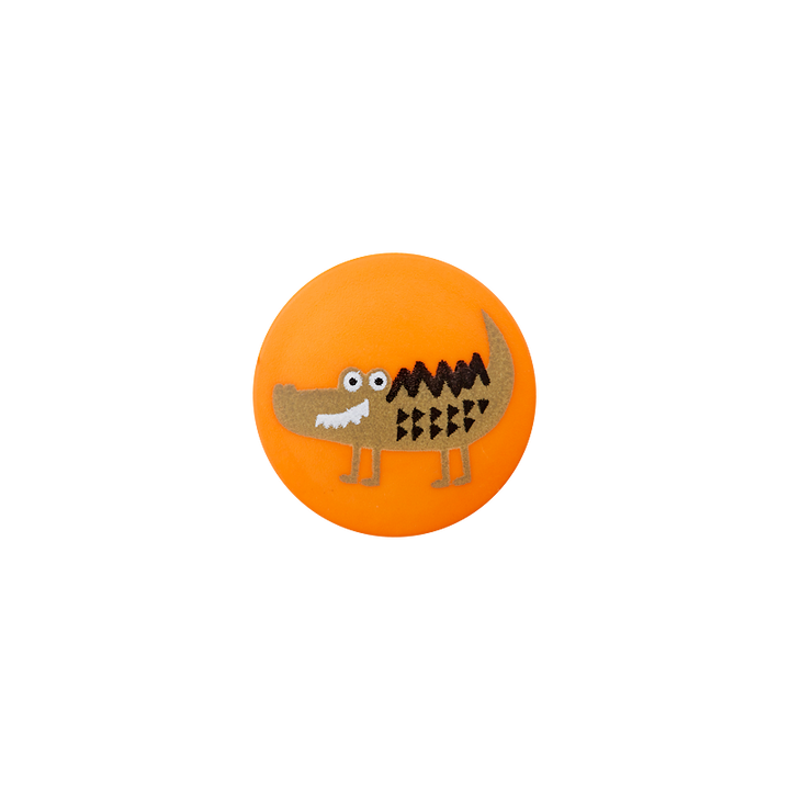 Пуговица из полиэстера, на ножке, «Крокодил», 18мм, оранжевый цвет
