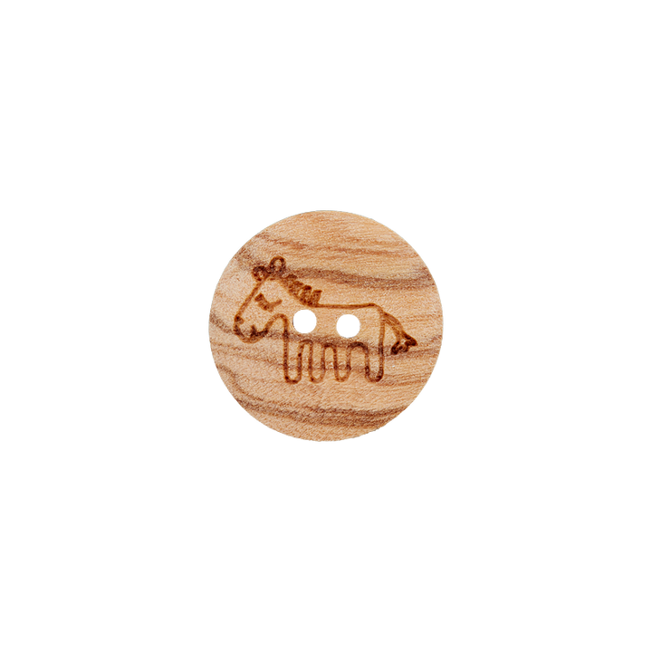 Wood two-hole button Horse 15mm brown