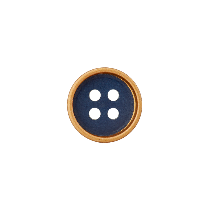 Polyester four-hole button metalized 11mm blue