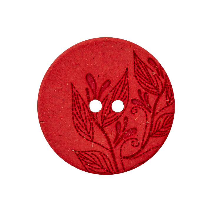 Пуговица из пеньки/полиэстера, с 2 отверстиями, переработанная из вторсырья, 23 мм, красный цвет