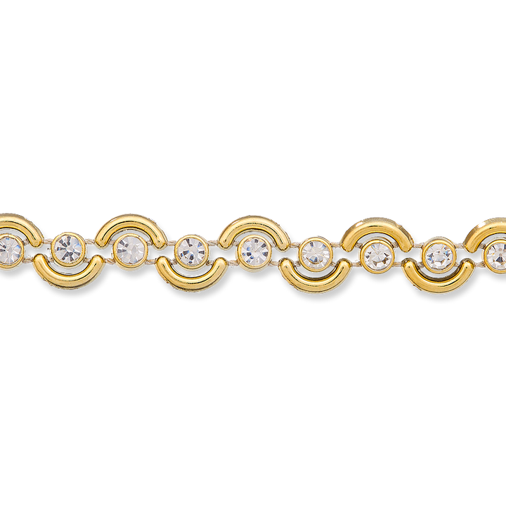Rhinestone ribbon, 9mm, gold