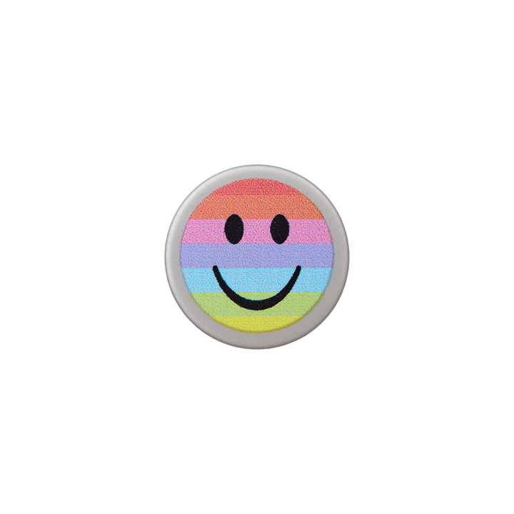 Metal jeans button Smiley, 17mm, multicoloured