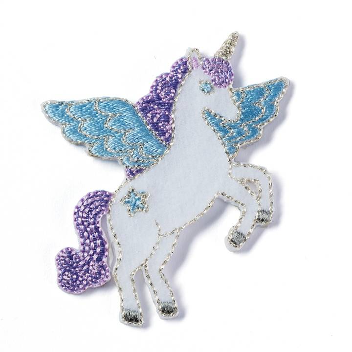 Motif décoratif licorne blanc/violet/bleu