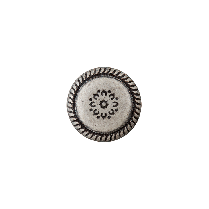 Metal button shank 15mm silver