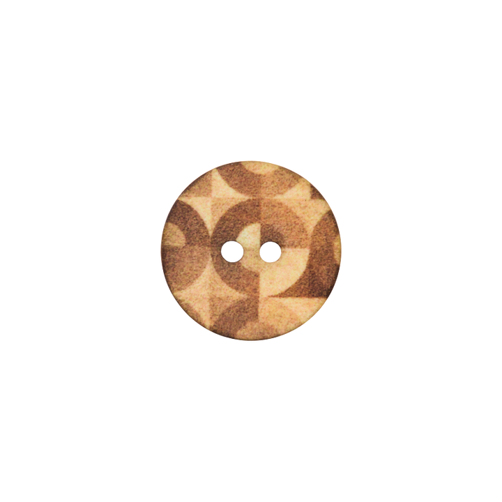 Bouton polyester 2-trous, Cercle, 18mm, brun moyen