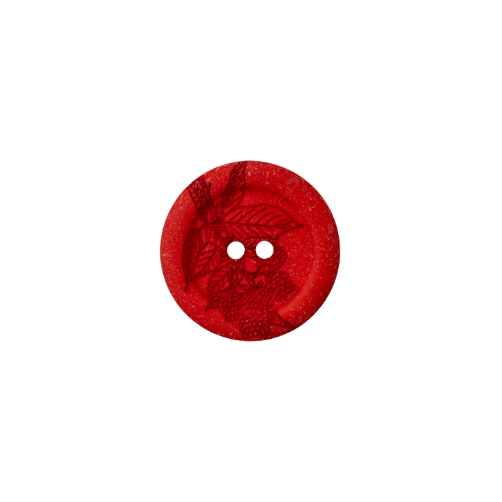 Polyester button 2-holes 18mm recycled red