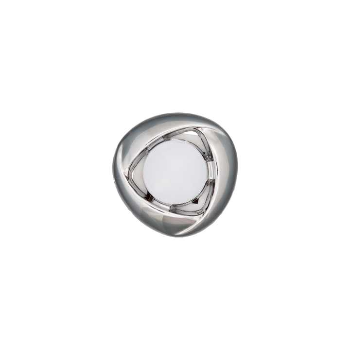 Metallknopf Öse, mit Einlage, 12mm, silber/weiß