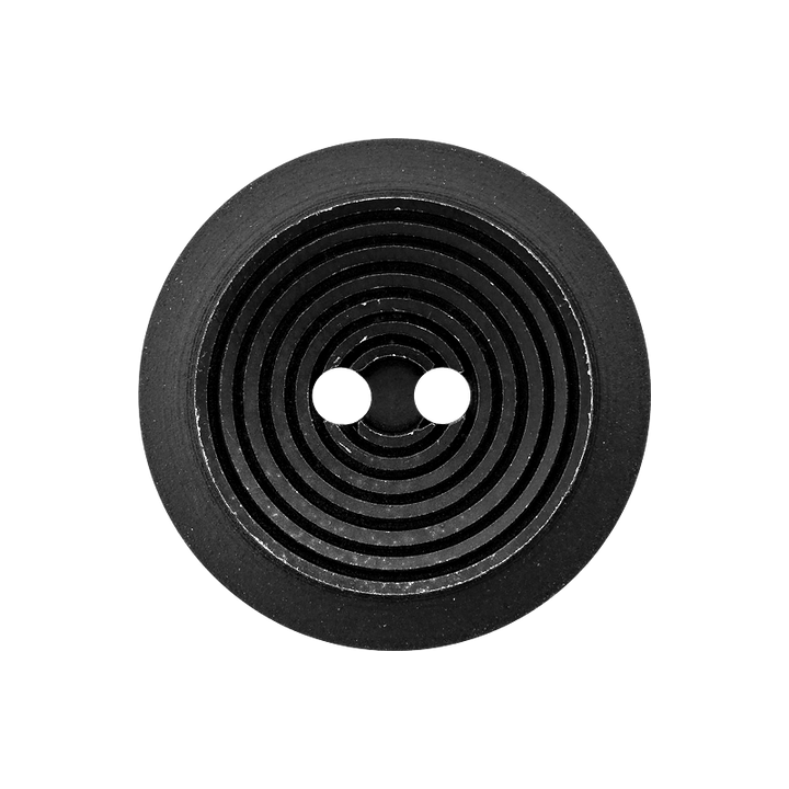Bouton polyester 2-trous, Cercles, 23mm, noir