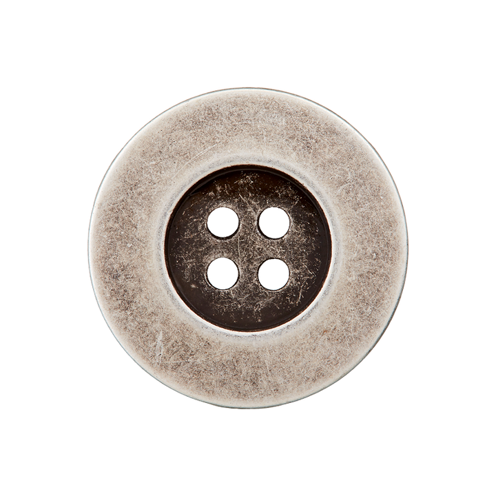 Metal button 4-holes, 25mm, antique silver