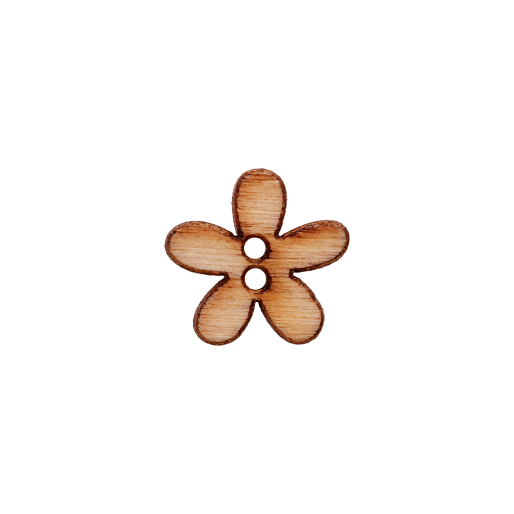 Пуговица деревянная, с 2 отверстиями, «Цветок», 15 мм, бежевый цвет