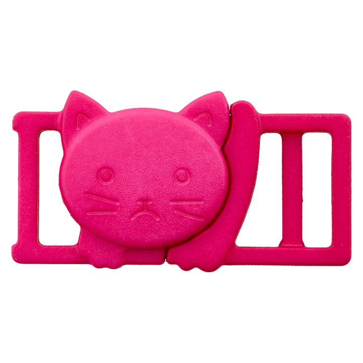 Polyestersteckschließe Katze, 10mm, pink