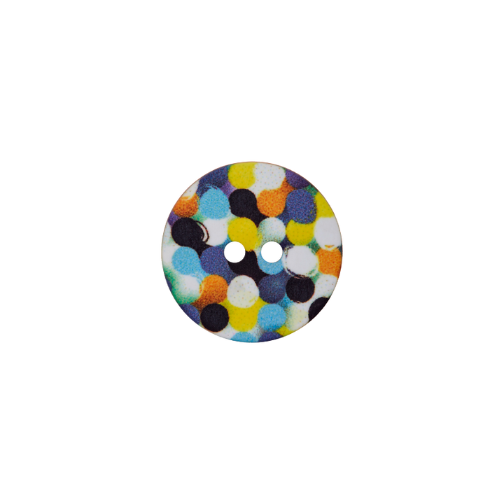 Polyester button 2-holes, Print, 18mm, multicoloured