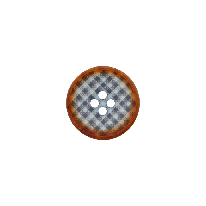 Polyester button 4-holes, Checks, 15mm, navy