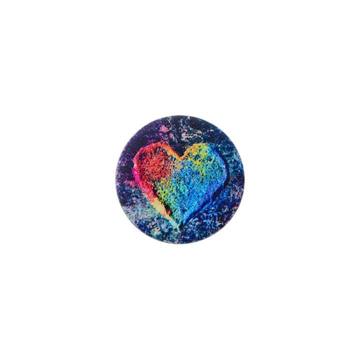 Metal jeans button Heart, 17mm, multicoloured