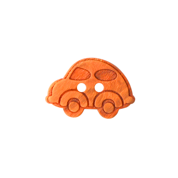 Пуговица деревянная, с 2 отверстиями, «Автомобиль», 20 мм, оранжевый цвет