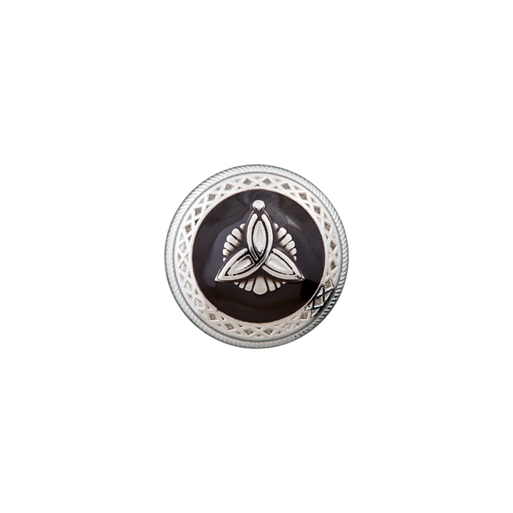 Пуговица металлическая с гербом, на ножке, 15 мм, цвет серебристый/черный