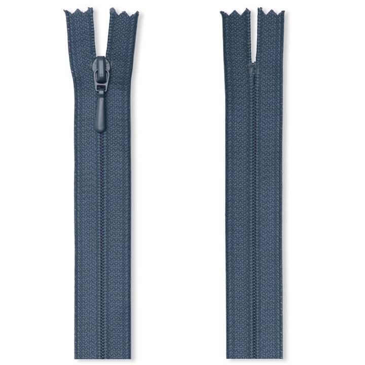 Zip fastener S2 in a film packaging (FLA), closed-end, 60cm, blue-grey
