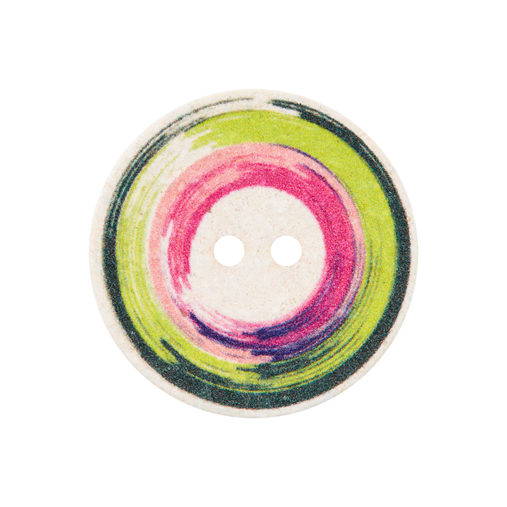 Cotton/polyester button, 2-holes, recycled, 25mm, multicoloured