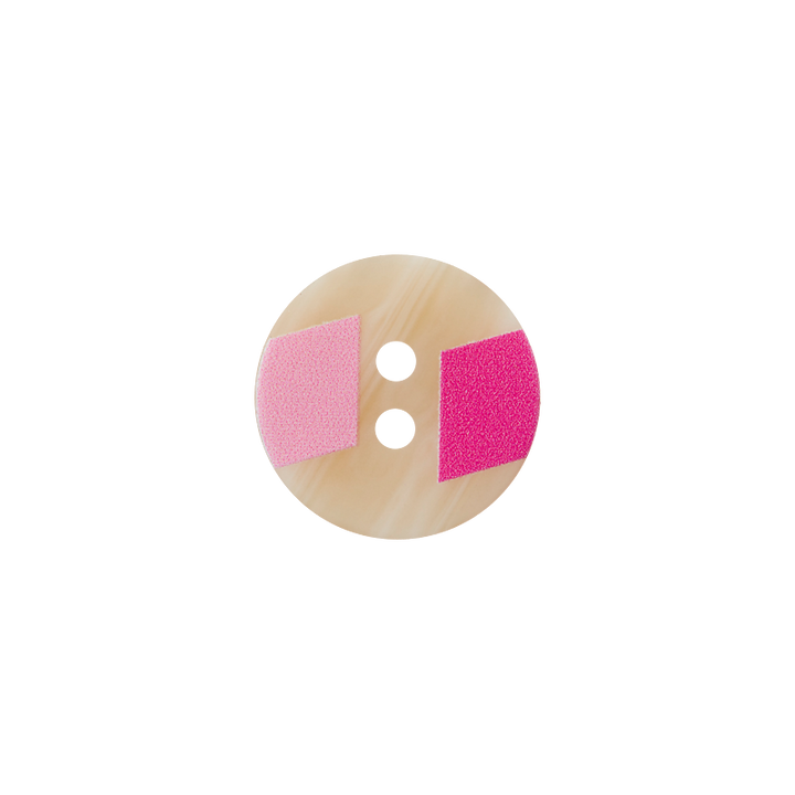 Polyester button 2-holes, 15mm, rose/pink