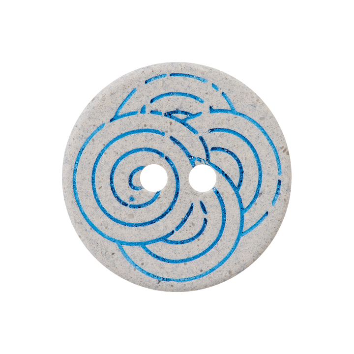 Hemp/polyester button 2-holes, recycled, 20mm, blue