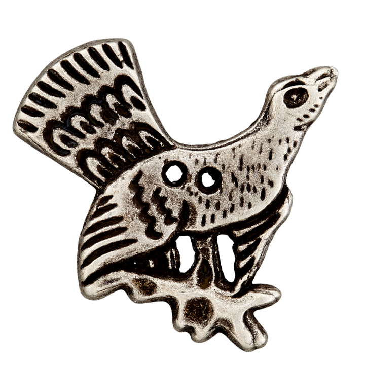 Metal button two-hole Pheasant 40mm silver