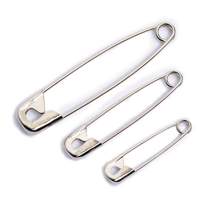 Safety pins, 27/38/50mm, silver-coloured/black, 12 items