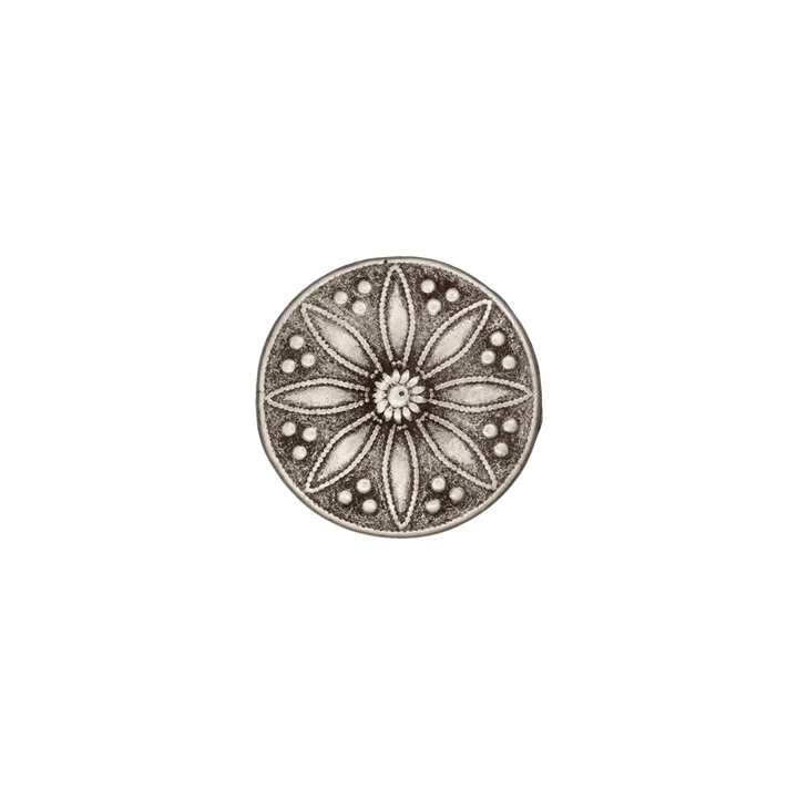 Metal button shank 15mm silver