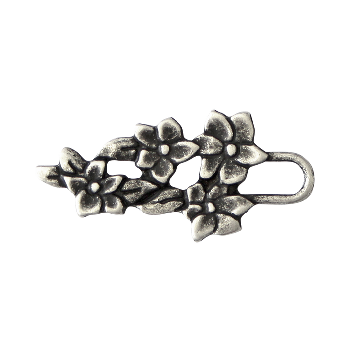 Fermoir métal Fleur, 40mm, argent vieilli