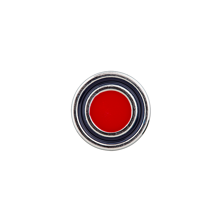 Metal button shank, 15mm, red/navy
