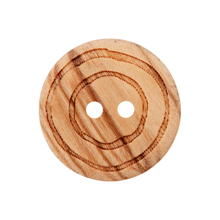 Wood button 2-holes, Circles, 20mm, beige