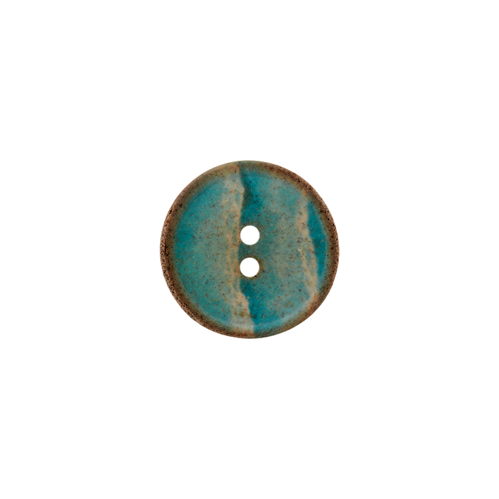 Polyester button 2-holes, 18mm, dark turquoise