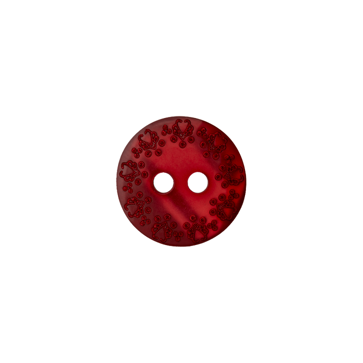 Polyester button 2-holes 14mm dark red