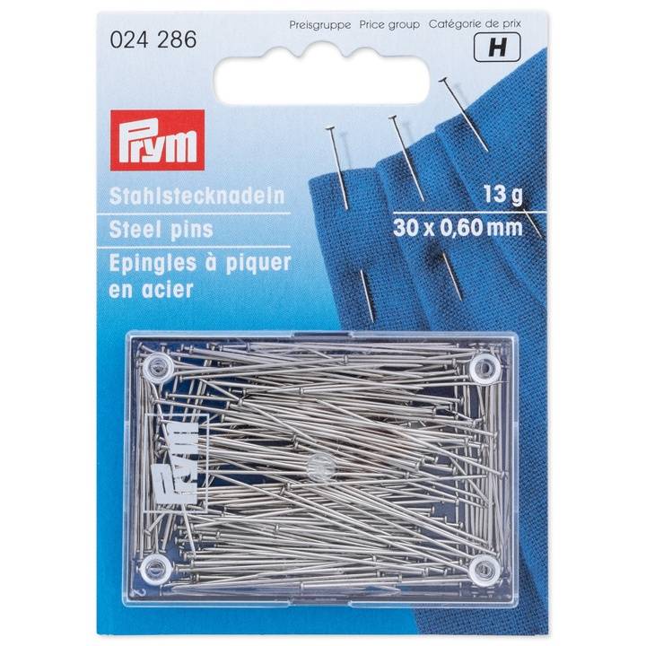 Pins, 0.60 x 30mm, silver-coloured, 13g, card with box