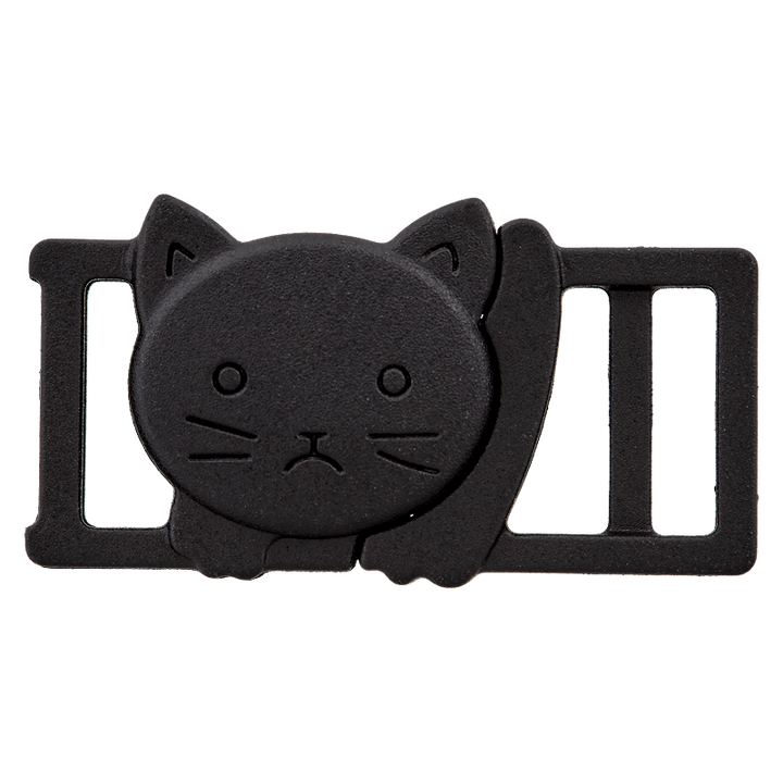 Polyestersteckschließe Katze, 10mm, schwarz